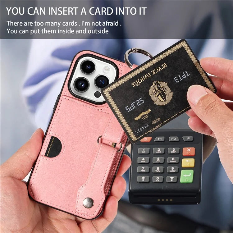 008 For iPhone 14 Pro Shockproof Case Anti-Scratch PU TPU Kickstand Phone Cover