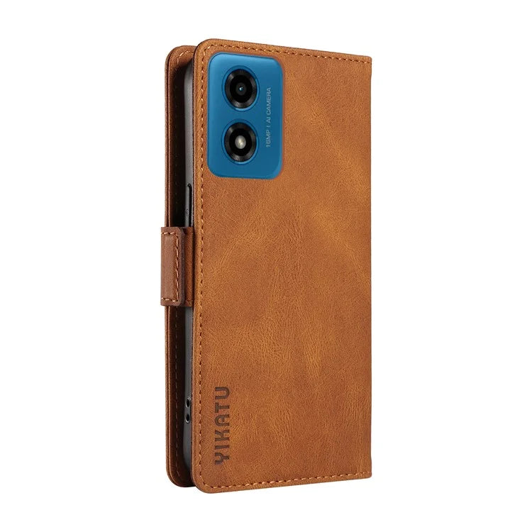 YIKATU YK-005 For Motorola Moto E14 4G / G04 4G / G04s 4G / G24 4G Case Soft Skin-Touch Leather Stand Phone Cover