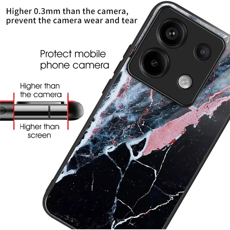 For Xiaomi Redmi Note 13 Pro 5G / Poco X6 5G Slim Case Pattern Printing Tempered Glass TPU Phone Cover