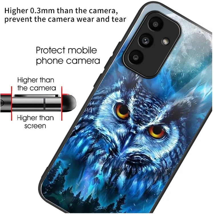 For Samsung Galaxy A15 4G / 5G TPU Phone Case Pattern Printed Tempered Glass Back Cover