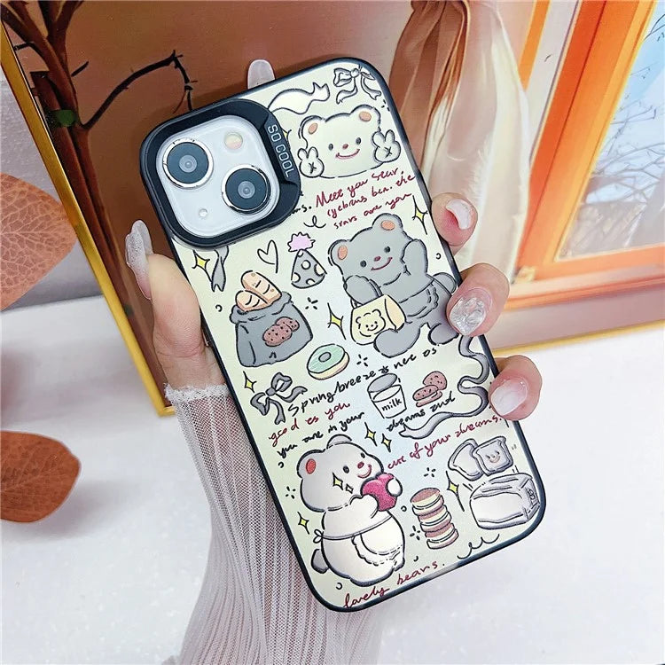 For iPhone 15 TPU Case IMD Bear Pattern Mobile Phone Cover Wholesale