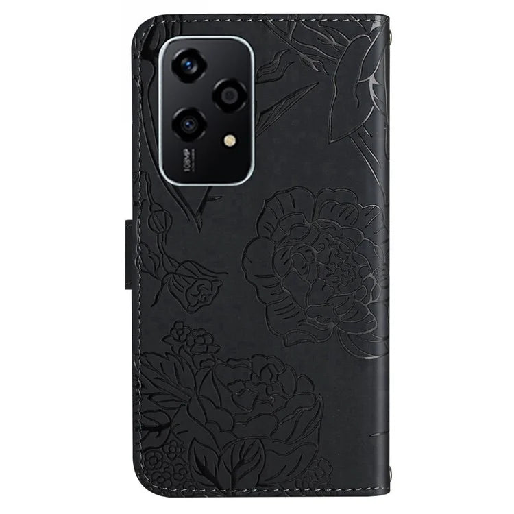 HT03 For Honor 200 Lite Leather Case Imprinted Full Protection Phone Wallet Cover with Strap