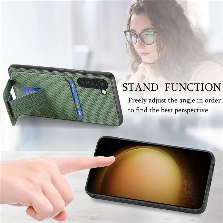 C1-11 for Samsung Galaxy S23+ Case with Kickstand Leather Coated TPU Slim Phone Cover