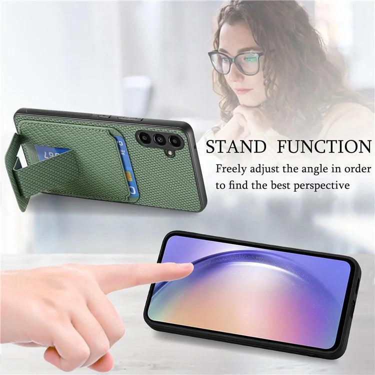 C1-11 for Samsung Galaxy A55 5G Case Carbon Fiber Texture Leather Coated TPU Phone Cover