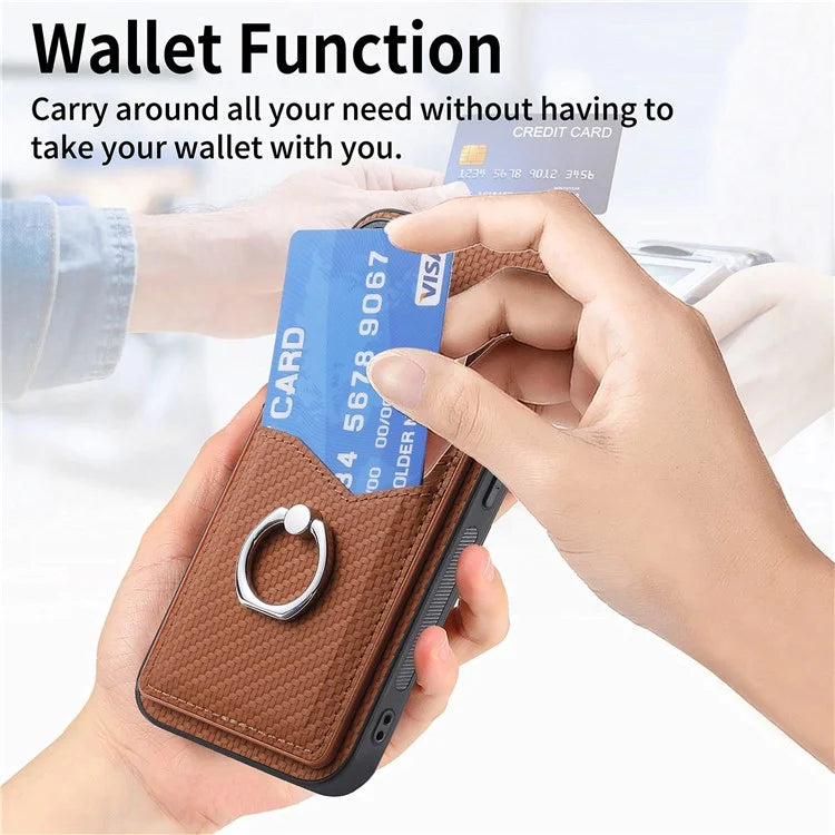 C1-8 For Samsung Galaxy A54 5G Case with Ring Holder Kickstand Leather Carbon Fiber Texture Back Cover