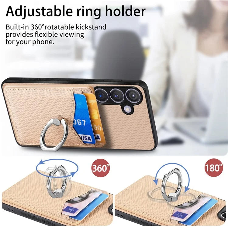 C1-8 For Samsung Galaxy S24 Case PU Leather Coated PC+TPU Anti-Drop Kickstand Phone Cover