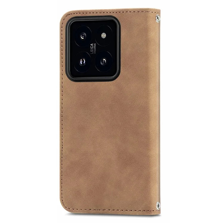 For Xiaomi 14 Pro Case Skin-Touch PU Leather Folio Flip Cover Retro Stand Phone Shell