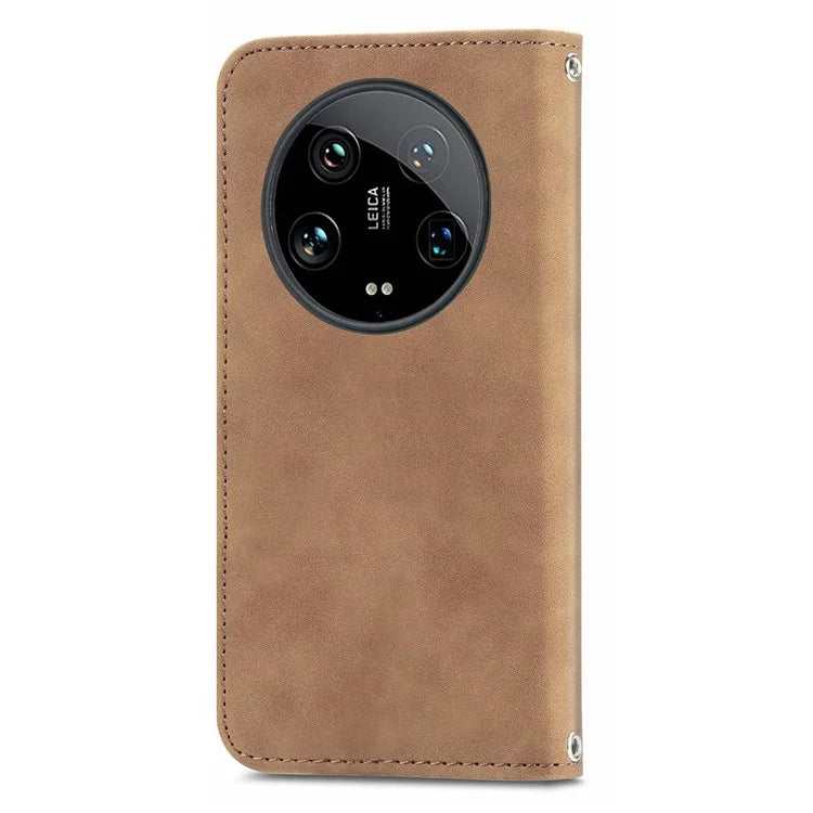 For Xiaomi 14 Ultra Magnetic Case PU Leather Skin-touch Phone Stand Cover