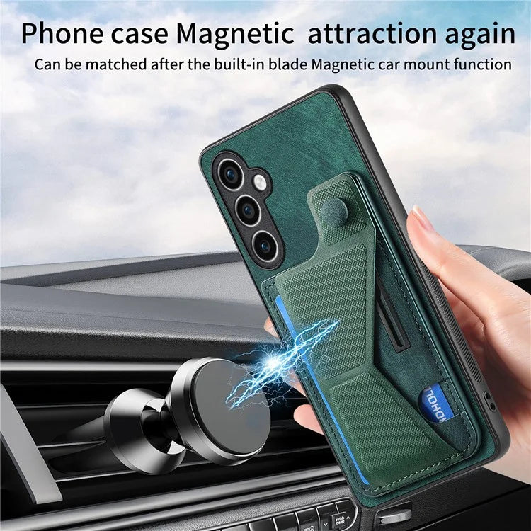 D13 For Samsung Galaxy S23 FE Case Retro Leather+TPU Back Card Holder Phone Cover