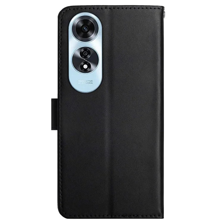 HT02 For Oppo A60 4G Case Nappa Textured Genuine Cow Leather+TPU Wallet Phone Cover
