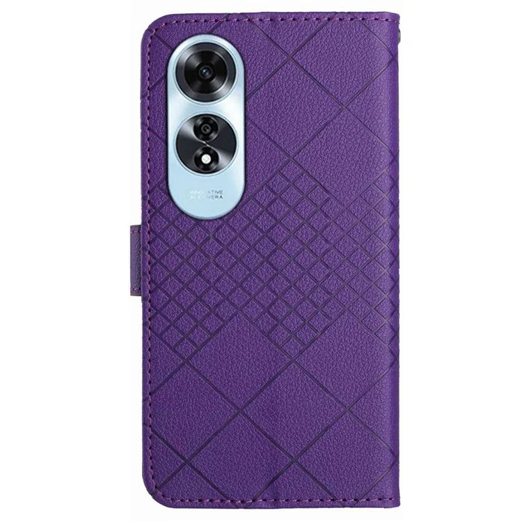 HT06 For Oppo A60 4G Case PU Leather Rhombus Pattern Stand Function Phone Cover