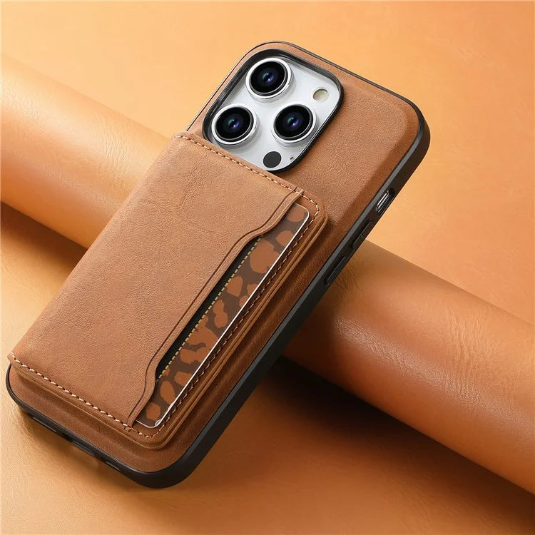DENIOR D13 For iPhone 15 Pro Cases Leather+TPU+PC Phone Cover Compatible with Magsafe