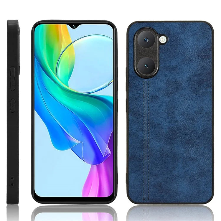 For vivo Y03 Case Stitching Line Design Leather+PC+TPU Phone Cover