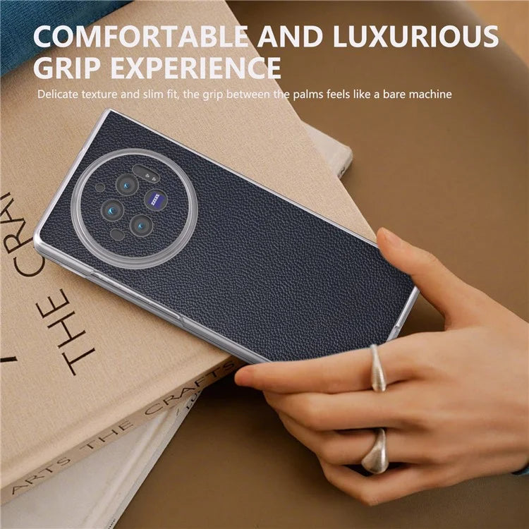 ABEEL For vivo X Fold3 Case Genuine Cow Leather+PC Matte Edge Anti-Drop Back Phone Cover