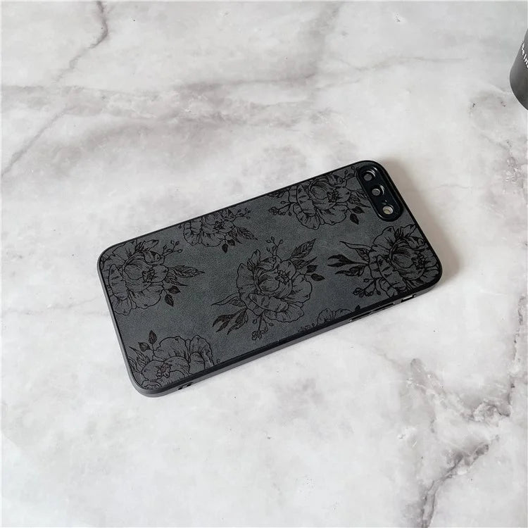 Floral Phone Case for iPhone 7 Plus / 8 Plus PU Leather Coated PC+TPU Cover