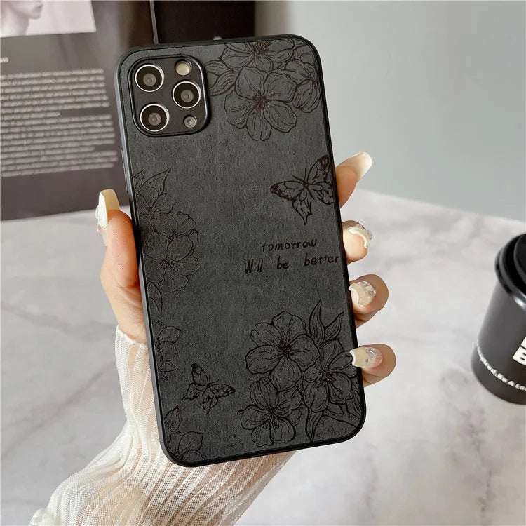 Floral Phone Case for iPhone 11 PU Leather+PC+TPU Bump Proof Back Protector Cover