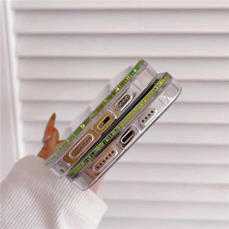 For iPhone 14 Pro Case Lemon Pattern Summer Quicksand Clear TPU Phone Cover