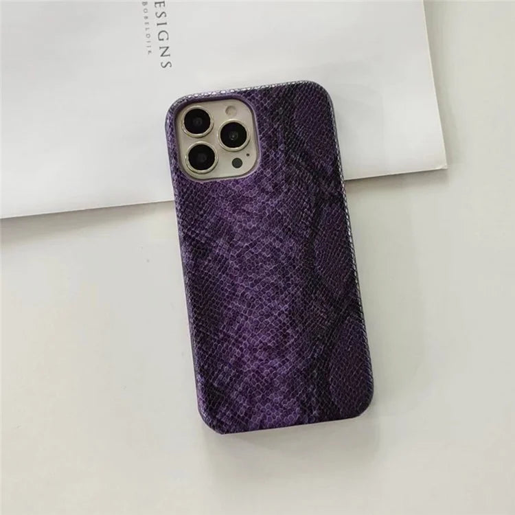 For iPhone 14 Pro Phone Case PC+PU Leather Cover Snake Texture Anti-Drop Phone Back Shell