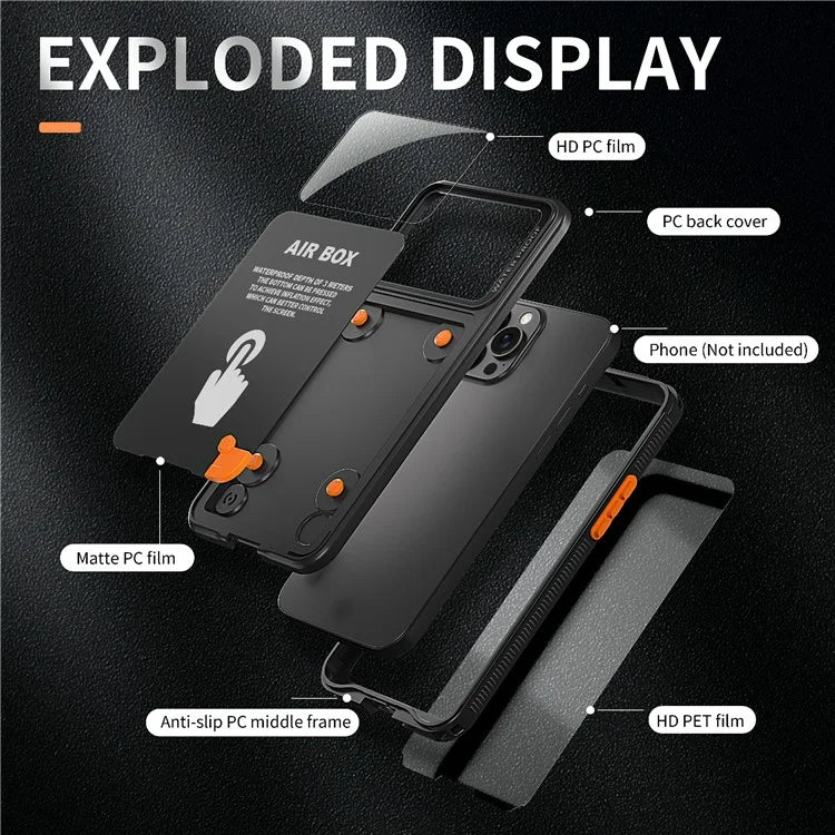 SHELLBOX Air Box Series For iPhone 15 Pro Max Waterproof Cover PC+TPU+PET Protective Phone Case