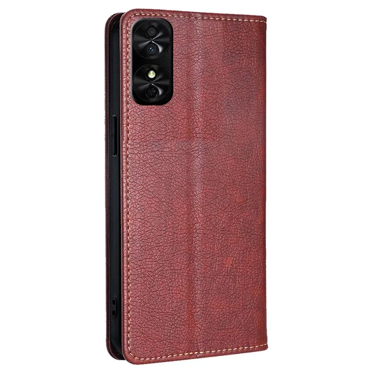 For TCL 50 SE Leather Case Solid Color Magnetic Closing Wallet Stand Phone Cover