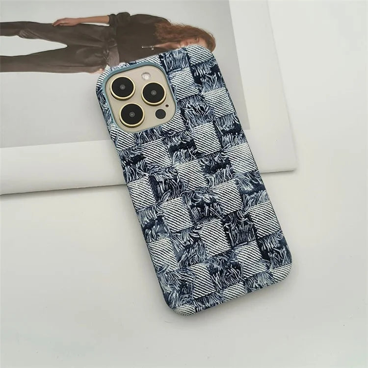 For iPhone 14 Pro Cover Jeans Texture PU Leather+PC Cell Phone Shell for Women