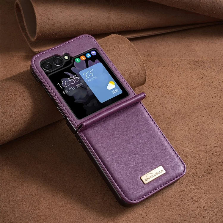 BINFEN COLOR R20 For Samsung Galaxy Z Flip6 5G Case PU Leather+PC Phone Cover