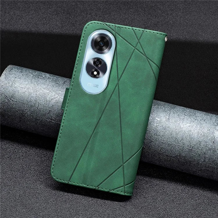 BINFEN COLOR BF05 For Oppo A60 4G Magnetic Phone Case Geometric Imprinted Stand Cover