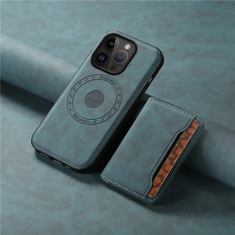 DENIOR D13 Wholesale Phone Case for iPhone 14 Pro PC+TPU+PU Leather Phone Protector with Detachable Magnetic Card Holder