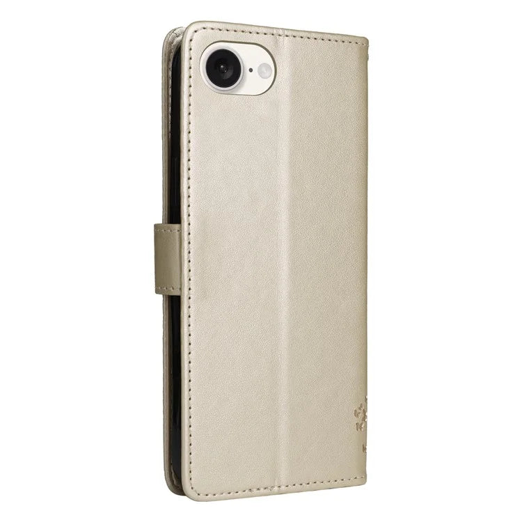 KT Imprinting Flower Series-3 For iPhone SE (2024) Wallet Case Tree Pattern Leather Phone Cover