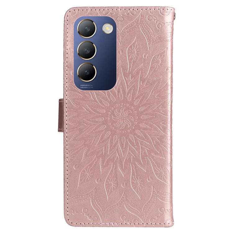 KT Imprinting Flower Series-1 For vivo V40 SE 5G / Y100 5G (Indonesia) / Y200e 5G / V30 Lite 5G (India) Case Leather Phone Cover