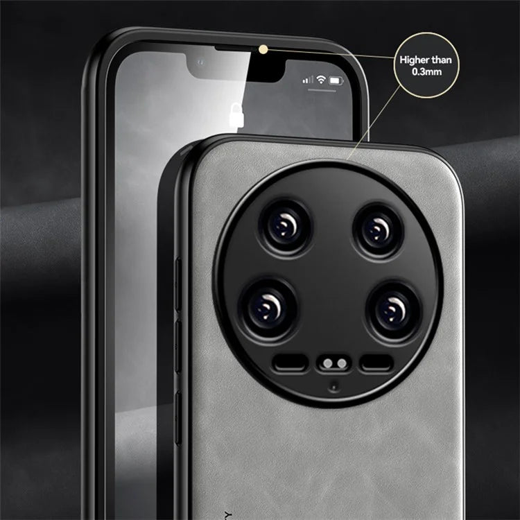 X&E For Xiaomi 14 Ultra Phone Case PU Leather Coated TPU+PC Back Cover Support Magnetic Car Mount