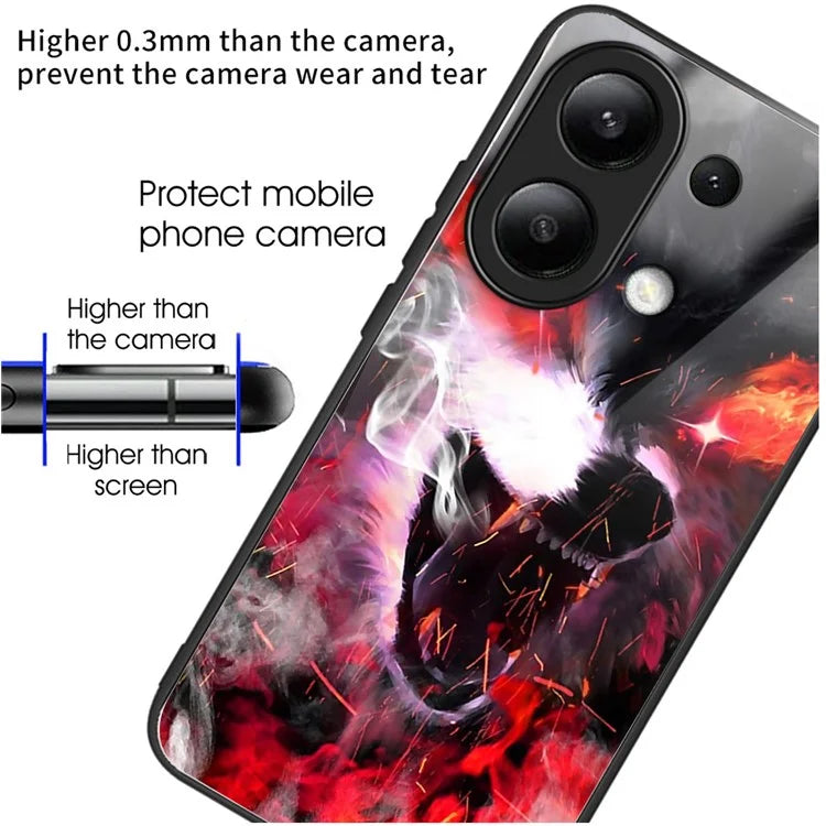 Wholesale Phone Case for Xiaomi Redmi Note 13 4G TPU+Tempered Glass Phone Cover Pattern Printing