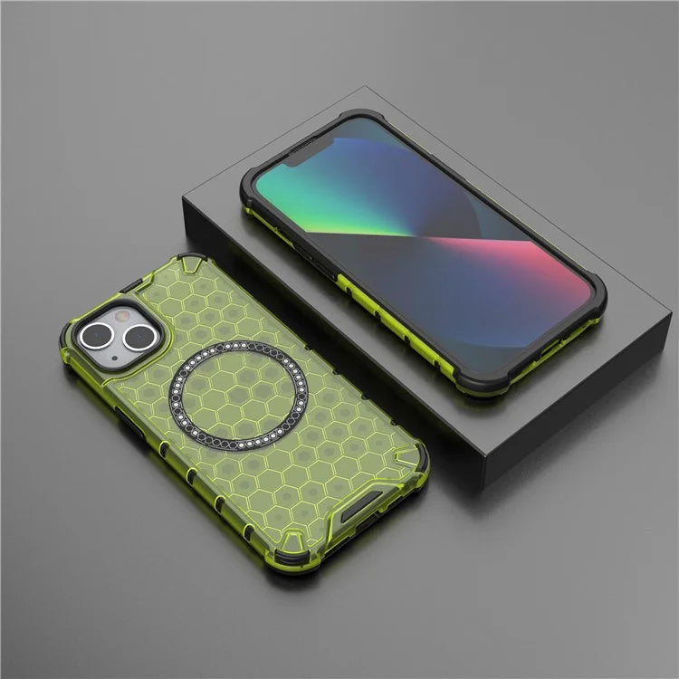 For iPhone 13 Case Compatible with MagSafe TPU+PC Honeycomb Phone Cover