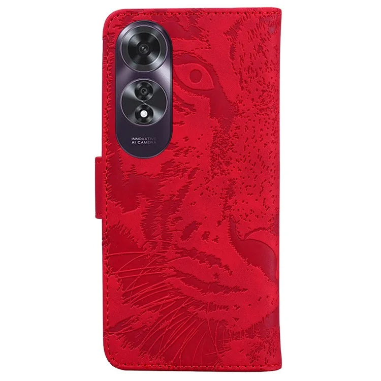 For Oppo A60 4G Case PU Leather Tiger Pattern Wallet Stand Phone Cover