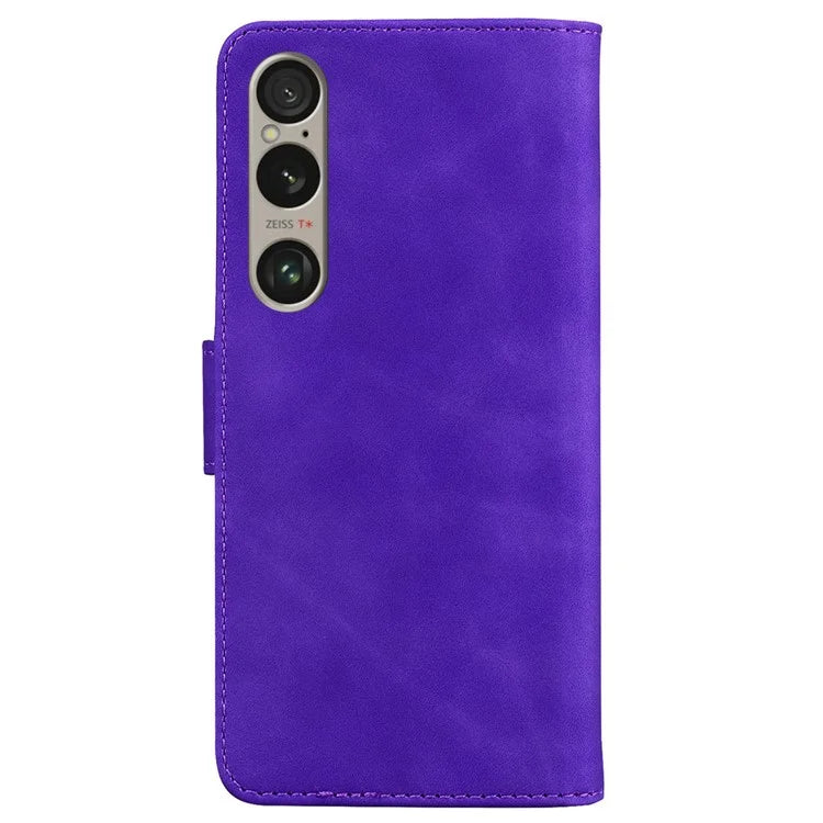 For Sony Xperia 1 VI Case Solid Color Shockproof Cash Pocket Solid Color Leather Phone Cover