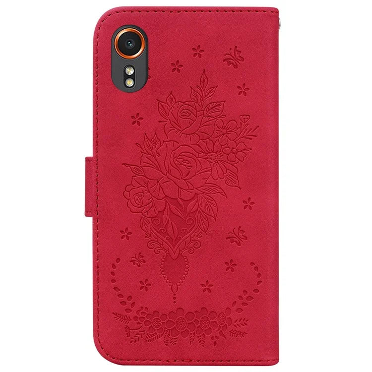 For Samsung Galaxy Xcover7 Case PU Leather Butterfly Flower Pattern Flip Wallet Phone Cover