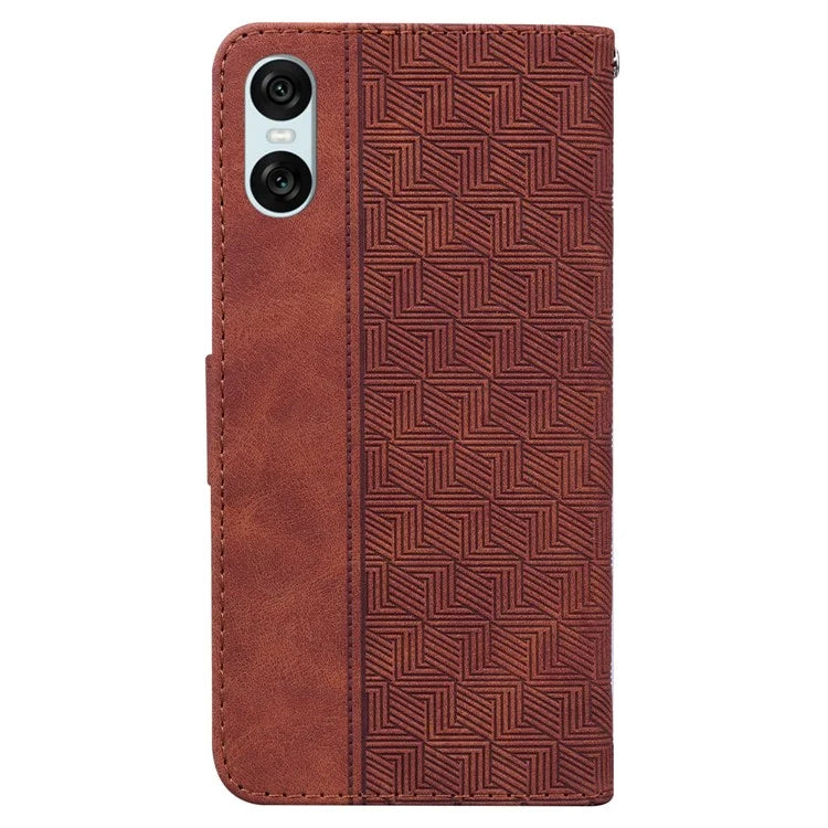 For Sony Xperia 5 VI Case Imprinted Geometry PU Leather Wrist Strap Phone Cover