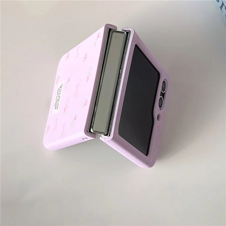 For Samsung Galaxy Z Flip5 5G Case Purple Floral Pattern Hard PC Phone Cover