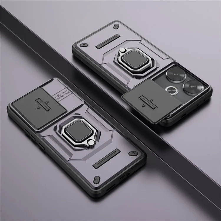 For Xiaomi Redmi Turbo 3 5G / Poco F6 5G Case Kickstand PC+TPU Phone Cover Sliding Lens Protection