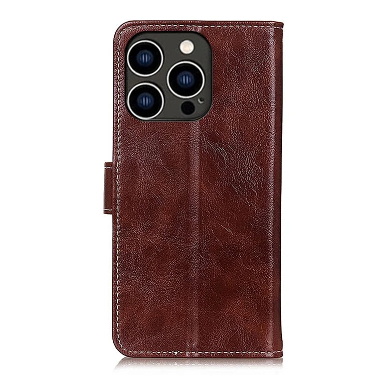 For iPhone 16 Pro Max Case Wallet Leather Phone Cover Retro Crazy Horse Texture