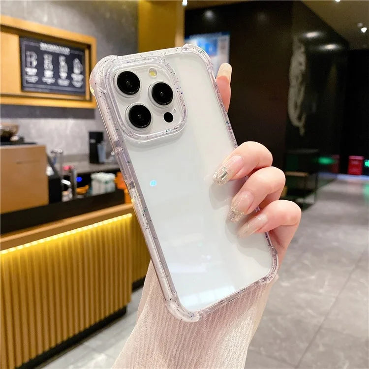 For iPhone 13 Pro Max Case TPU+TPE+Acrylic Clear Cell Phone Cover with Colorful Spots Frame