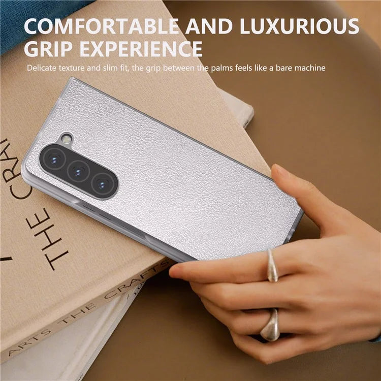For Samsung Galaxy Z Fold5 5G Case Clear Matte Edge Leather+PC Folding Phone Cover
