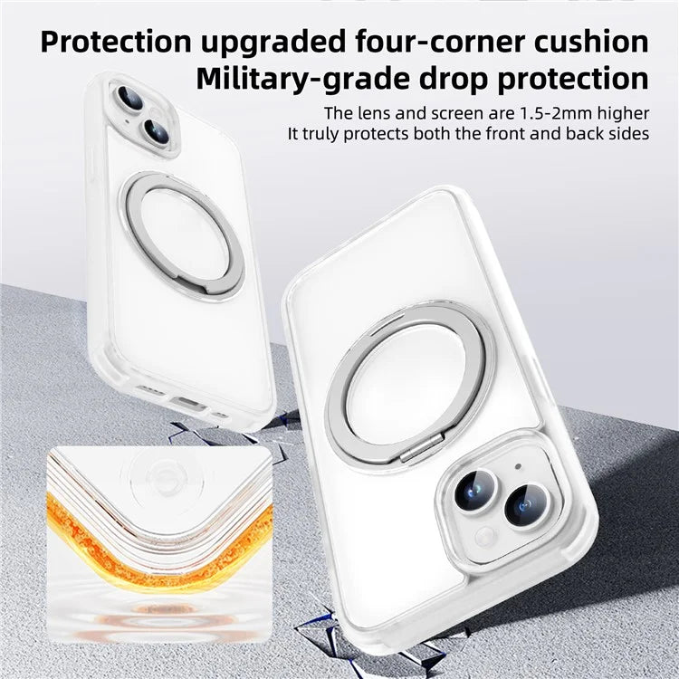 For iPhone 13 / 14 Magnetic Case Ring Kickstand PC+TPU Phone Cover