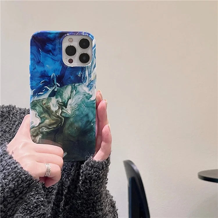 ARU For iPhone 14 Pro Max Cell Phone Cases Water Transfer Printing TPU Anti-Drop Cover Shadow