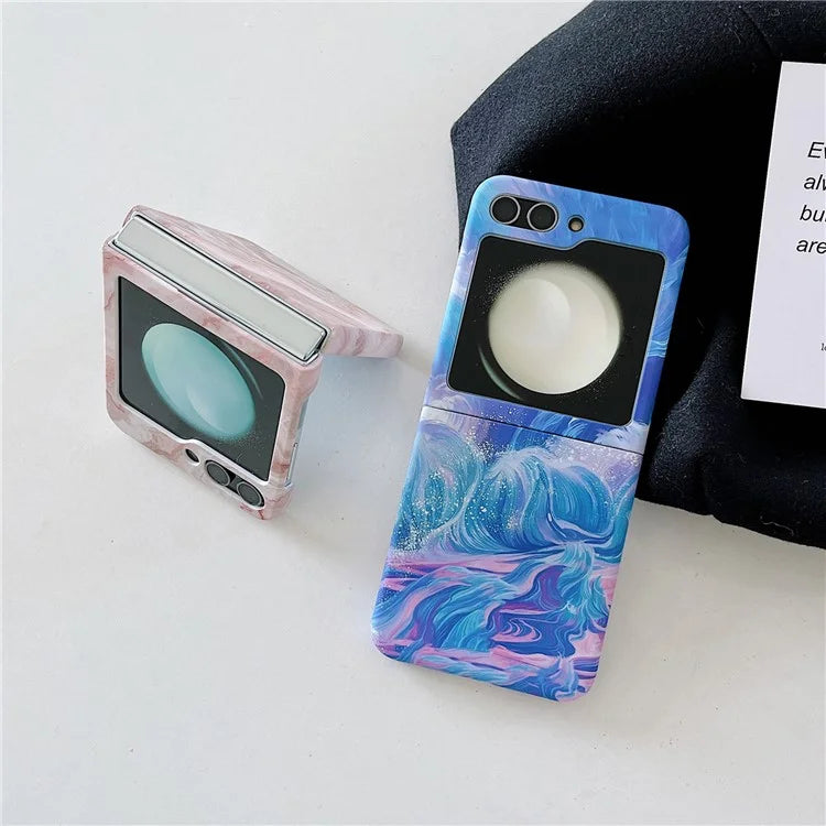 For Samsung Galaxy Z Flip5 5G Case Starry Sky Marble Pattern Water Transfer Printing PC Phone Cover