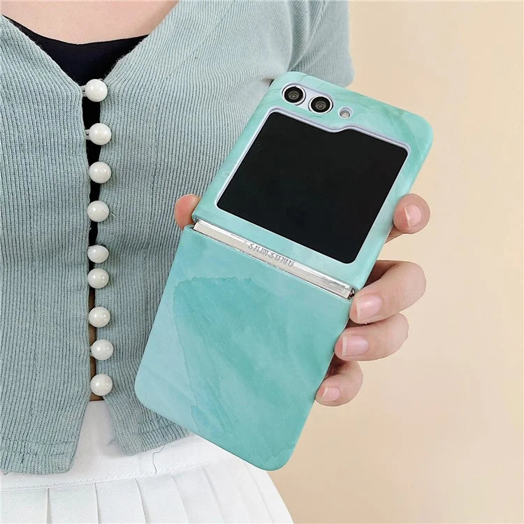 For Samsung Galaxy Z Flip5 5G Hard PC Case Marble Pattern Water Transfer Printing Phone Cover