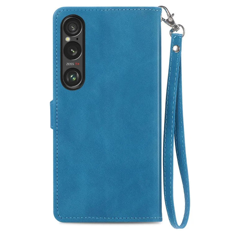 For Sony Xperia 1 VI Case Flower Zipper Flip Shockproof Leather Phone Cover