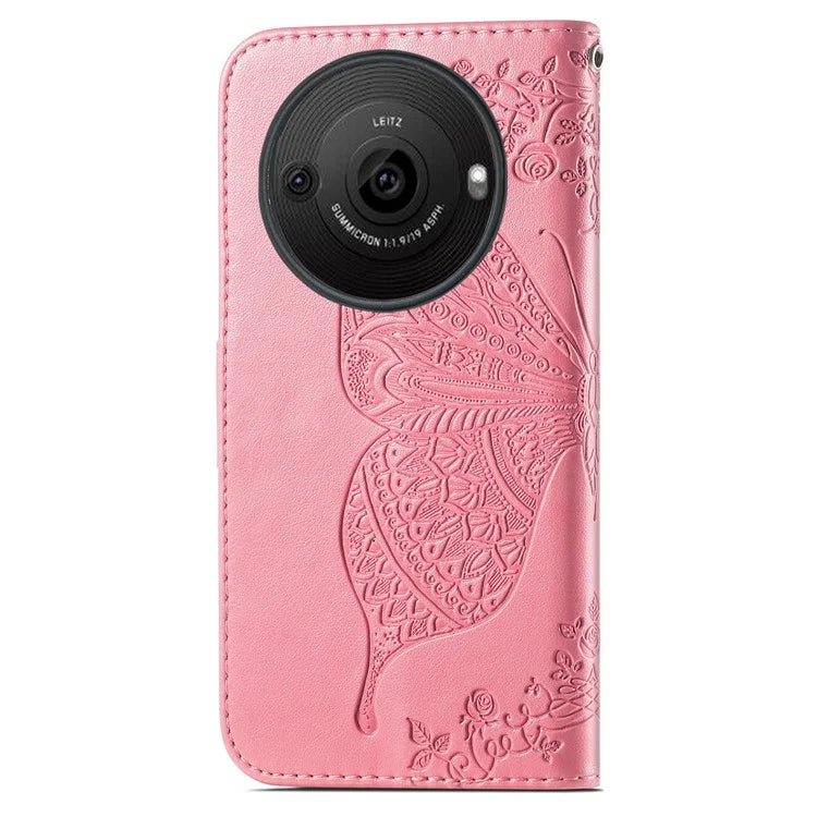 For Sharp Aquos R8 Pro Case Purse Card Holders Butterfly Pattern PU Leather Phone Cover