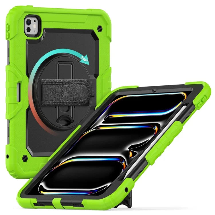 For iPad Pro 11 (2024) Case PC+Silicone Tablet Cover with Screen Protector Pencil Holder