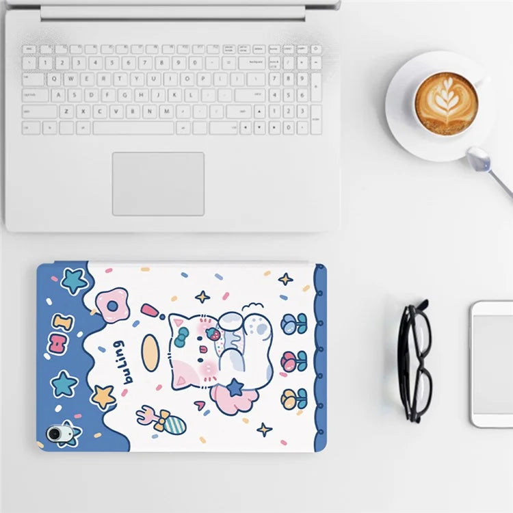 For iPad Air 11 (2024) / iPad Air (2022) / (2020) Case Leather Tablet Cover Cartoon Pattern